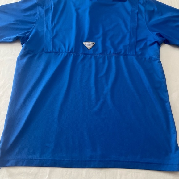 Columbia PFG Omni-Shade Polo Mens Size Large Blue Poly Blend Vented Short Sleeve - Picture 4 of 12